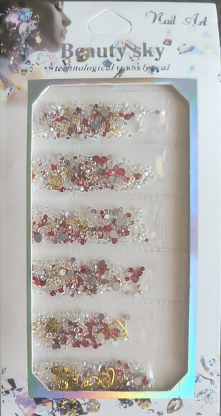 Бели хамелеонови и розово-червени кристални камъчета Сваровски микс - 1200бр.